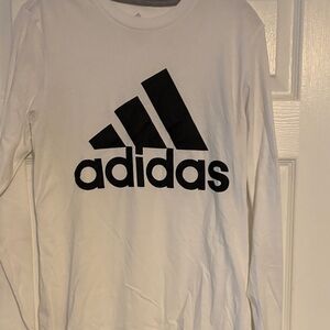 Men’s Adidas Long Sleeve Tee in White with Black Logo